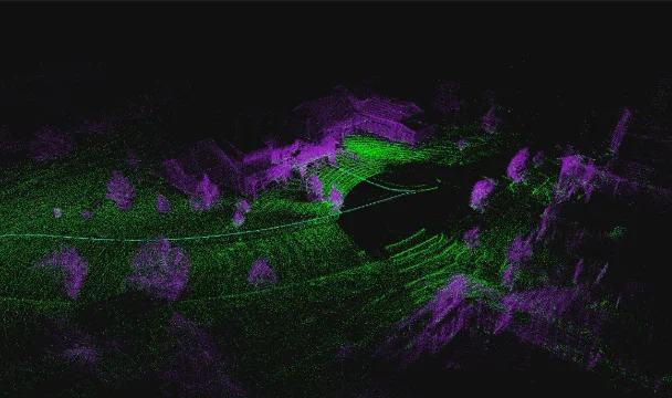 Colored LiDAR point-cloud map produced by the SLAM pipeline